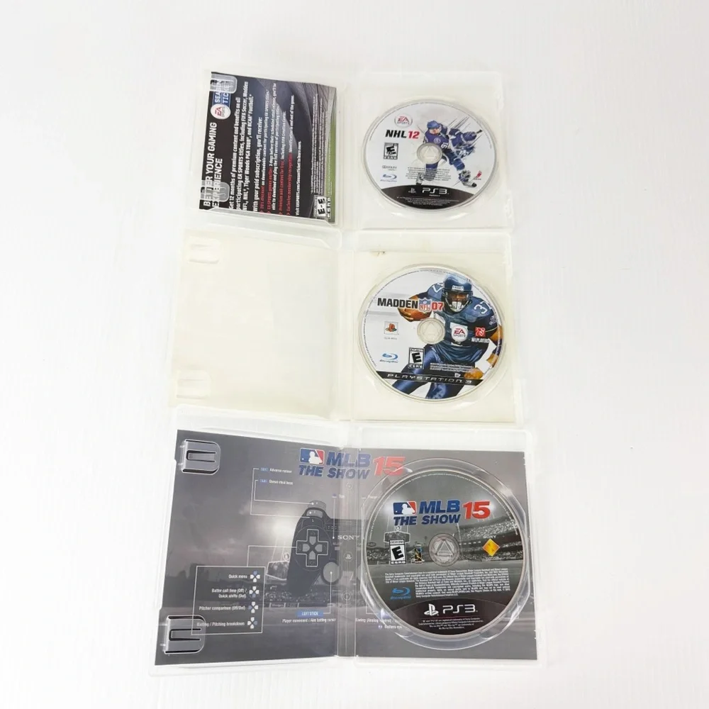 Set of 3 Sports PlayStation 3 PS3 Video Games NHL 12 Madden 07 MLB 15